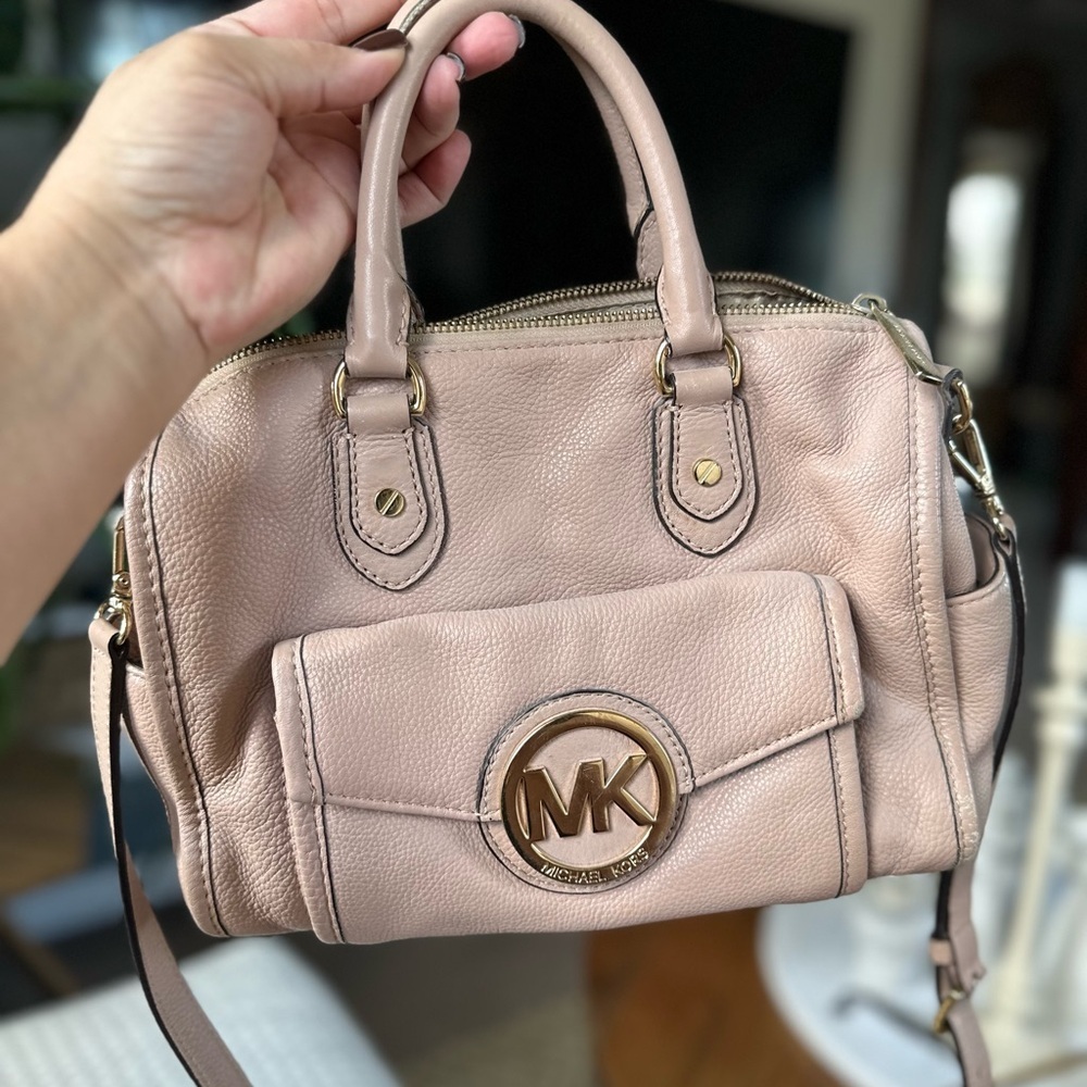 Authentic Vintage Michael Kors Pink-Tan Leather Satchel pre loved